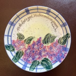 Julie Ueland lilac plate with Psalms 100:5